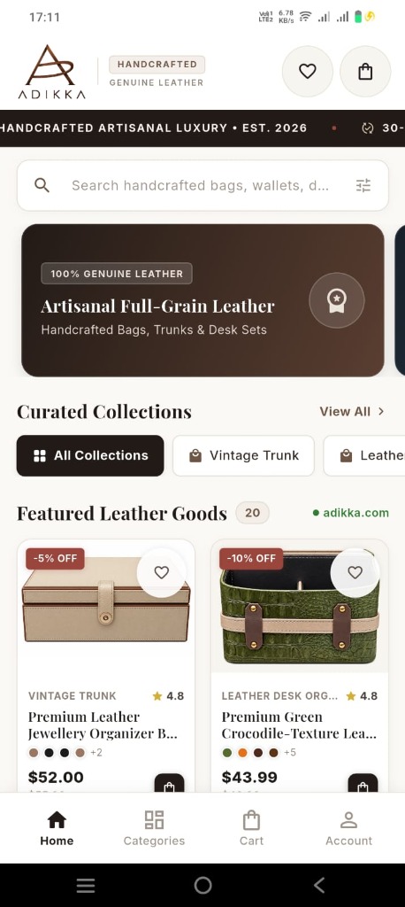 Addika Flutter App Home Screen
